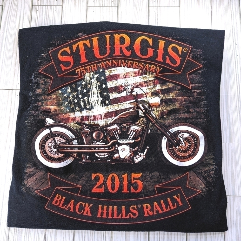 2015 Sturgis Rally 75th Anniversary Black Hills Tee in Black and Orange Sz 2XL